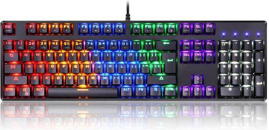 Motospeed CK107 Gaming Μηχανικό Πληκτρολόγιο με Outemu Blue διακόπτες & RGB φωτισμό Αγγλικό USΓκρι
