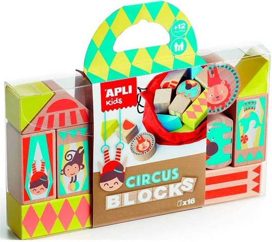 Τουβλάκια Apli Ξύλινα Circus για 1+ Ετών 16τμχ