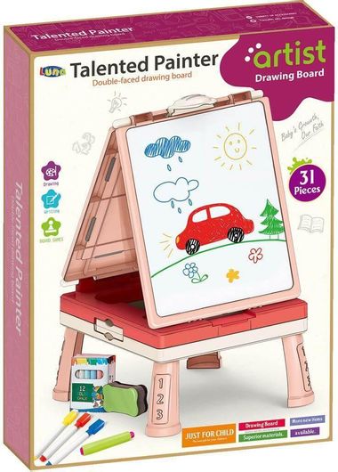 Πίνακας Luna Toys Διπλής Όψεως Επιδαπέδιος Ροζ