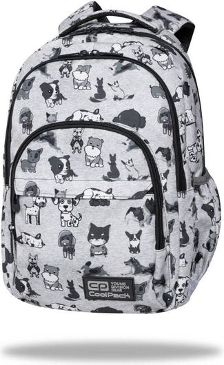 Σχολική Τσάντα Γυμνασίου / Λυκείου Coolpack Πλάτης Basic Plus Doggies Γκρι
