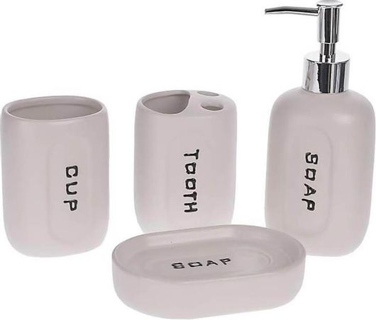 Σετ Μπάνιου Inart Κεραμικό 4 τμχ 3-65-931-0009 Ροζ 