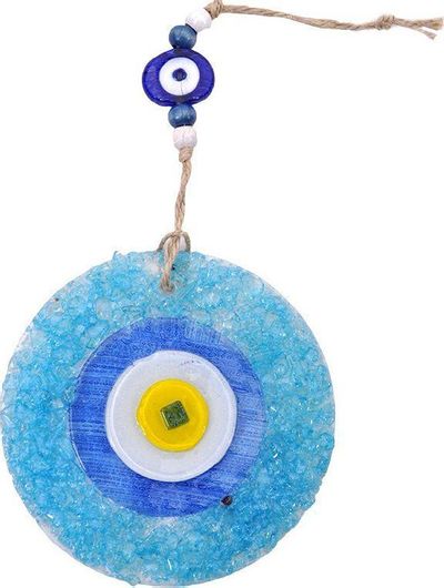 Κρεμαστό Γούρι Fylliana Μάτι από Γυαλί 12x12cm