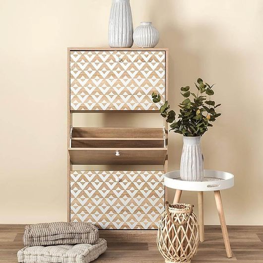 Ξύλινη Παπουτσοθήκη 1873 με 3 Ράφια Sonoma - Λευκό 60x23.5x110cm