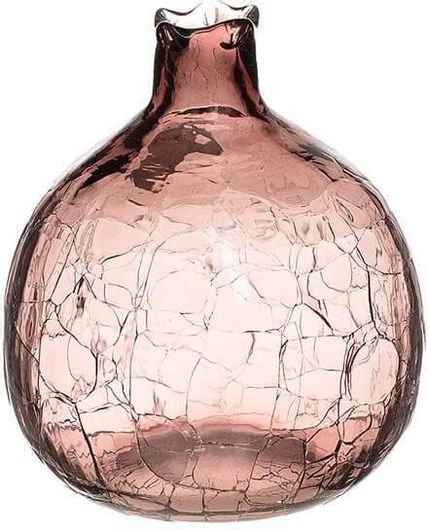 Επιτραπέζιο Γούρι Inart Ρόδι Ροζ από Γυαλί 9x9cm