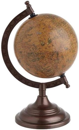 Υδρόγειος Σφαιρα Inart Μεταλλική/Πλαστική Καφέ/Mπεζ 13x16x22cm