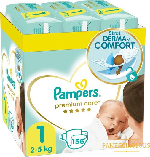 Πάνες με Αυτοκόλλητο Pampers Premium Care Monthly Pack Νo.1 για 2-5kg 156τμχ