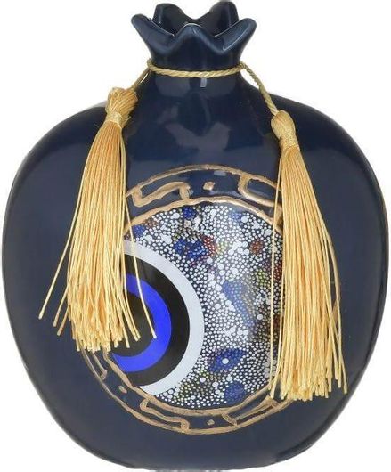 Γούρι Inart Επιτραπέζιο με Ρόδι Κεραμικό 11x11cm Μπλε