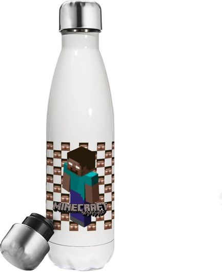 Gaming Θερμός Minecraft Herobrine Ανοξείδωτο Ατσάλι Διπλού Τοιχώματος 0.5lt Λευκό