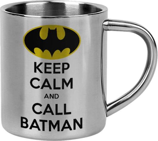 Gaming Κούπα Keep Calm & Call Batman Διπλού Τοιχώματος Ανοξείδωτη 300ml