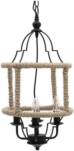 Inart Κρεμαστό Φωτιστικό Μπεζ με Σχοινί 32x32x64εκ.