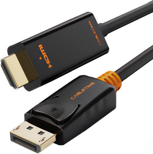 Καλώδιο Cabletime DisplayPort male σε HDMI male 1080p 1.8m Μαύρο