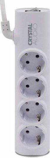 Πολύπριζο Crystal Audio 4 Θέσεων Elegance White PSEL4S