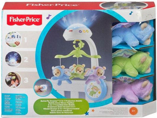 Μόμπιλε Κούνιας και Καροτσιού Fisher Price Αρκουδάκια για Νεογέννητα με Μουσική Περιστροφή και Προτζέκτορα