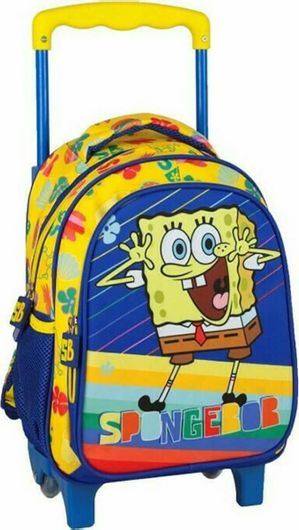 Σχολική Τσάντα Τρόλεϊ Νηπίου Gim Spongebob Neon σε Μπλε χρώμα Μ25 x Π15 x Υ30cm