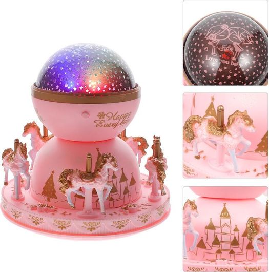 Παιδικό Φωτιστικό Projector με Προβολή Αστεριών Καρουζέλ