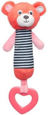 Κουδουνίστρα Canpol Babies Λούτρινο Αρκουδάκι Κοραλί με Μασητικό