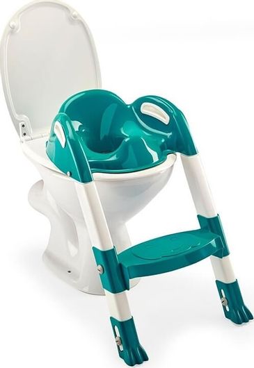 Παιδικό Κάθισμα Τουαλέτας Thermobaby Kidyloo με Σκληρή Επιφάνεια, Χερούλια & Σκαλοπάτι Τιρκουάζ