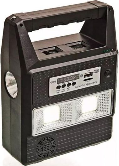 Ηλιακό Σύστημα Φωτισμού Φόρτισης GD PLUS Sa03020PLK00BK USB/SD Mp3 Player FM Radio 3 LED 100LM & Τηλεχειριστήριο