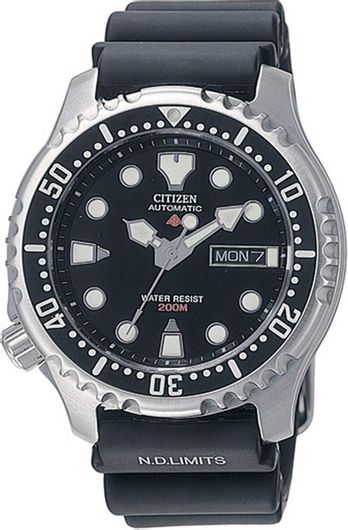 Ανδρικό Ρολόι Citizen Promaster Marine NY0040-09E Αυτόματο με Καουτσούκ Λουράκι Μαύρο
