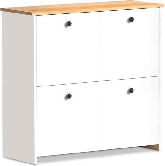 Ξύλινη Παπουτσοθήκη Cube με 4 Ράφια Λευκό / Δρυς Μ92xΠ31xΥ92cm