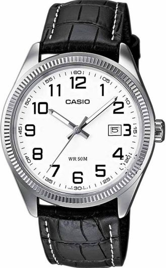 Ανδρικό Ρολόι Casio MTP-1302PL-7BVEF Δερμάτινο Λουράκι Μαύρο