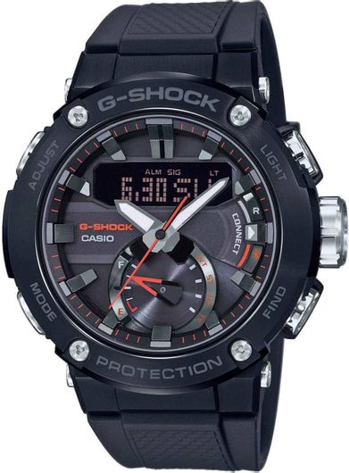 Ανδρικό Ρολόι Casio GST-B200B-1AER G-Shock Solar Χρονογράφος Λουράκι από Καουτσούκ Μαύρο