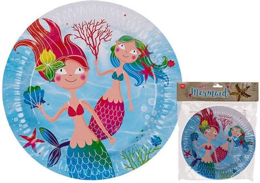 Πιάτα Χάρτινα με Γοργόνες 23cm, 8τμχ