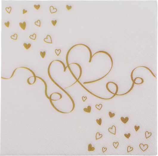 Χαρτοπετσέτες Καρδιές Χρυσές 33x33cm 20τμχ
