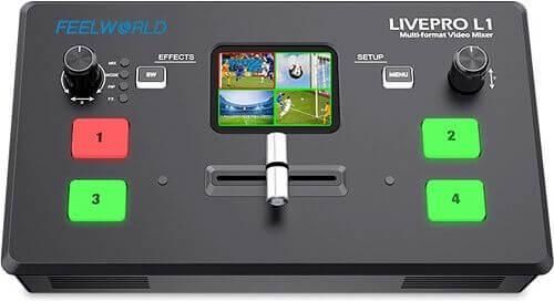 FeelWorld LIVE PRO L1 V1 Quad HDMI Multi-Format Mixer Switcher With USB Live Streaming