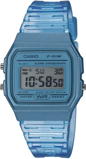 Ρολόι Casio Χρονογράφος με Καουτσούκ Λουράκι F-91WS-2EF Μπλε
