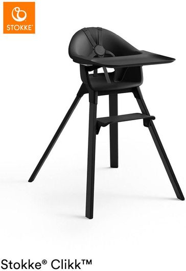 Καρεκλάκι Φαγητού Stokke Clikk Midnight Μαύρο με Σκελετό από Ξύλο & Θέση από Πλαστικό