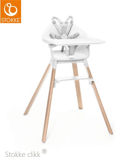 Καρεκλάκι Φαγητού Stokke Clikk High Chair Λευκό με Σκελετό από Ξύλο & Θέση από Πλαστικό