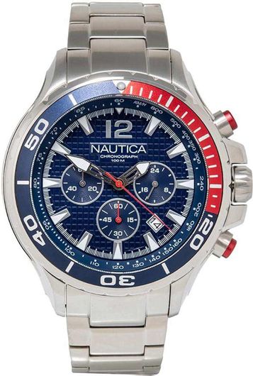 Ανδρικό Ρολόι Nautica Nst Χρονογράφος Μπρασελέ Stainless Steel NAPNSTF13 Ασημί