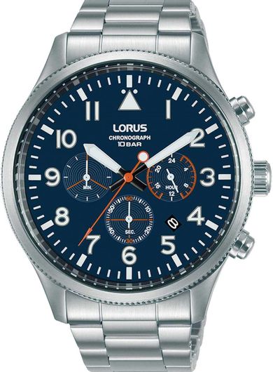Ανδρικό Ρολόι Lorus Sports Χρονογράφος Μπρασελέ Stainless Steel RT365JX9 Ασημί