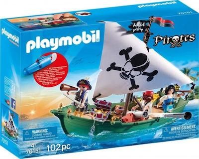 Playmobil Pirates Πειρατικό Πλοιάριο με Υποβρύχιο Μοτέρ 70151 για 4+ Ετών
