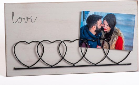 Κορνίζα Ξύλινη Love Αγίου Βαλεντίνου Για Φωτογραφία 10x15cm Και Σημειώσεις Μέγεθος Κορνίζας Λευκό