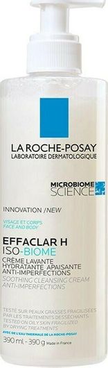 La Roche Posay Effaclar H Iso-Biome Κρέμα Καθαρισμού Προσώπου για Ακνεϊκές Επιδερμίδες 390ml