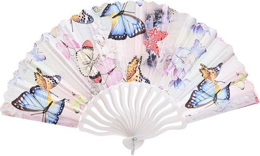 Αποκριάτικο Αξεσουάρ Βεντάλια Inart με Πεταλούδες  38x2x23cm Λευκό