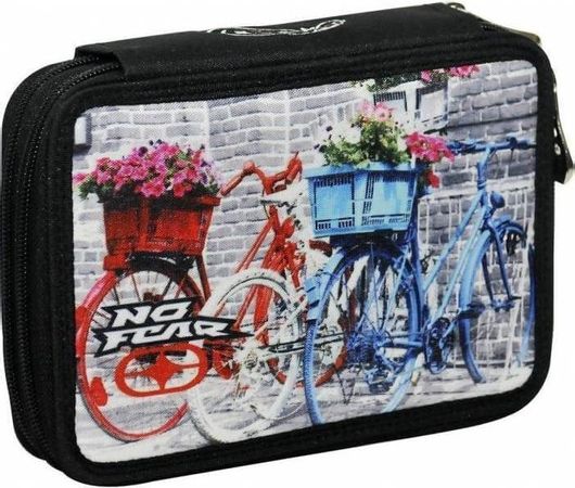Κασετίνα Τετράγωνη No fear Bloom Bikes Διπλή Γεμάτη