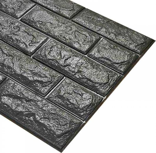 Αυτοκόλλητο 3D Πάνελ Τοίχου Τούβλο Μαύρο 75x70εκ.