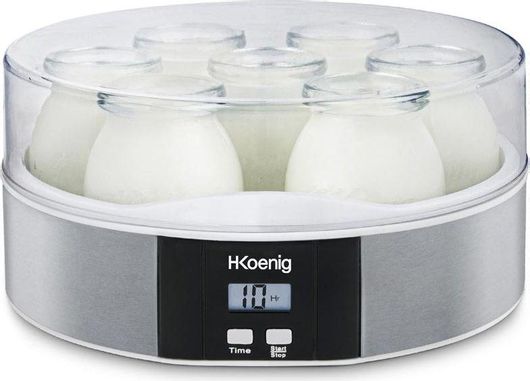 Γιαουρτομηχανή H.Koenig ELY70 με Βαζάκια & Ψηφιακή Οθόνη 200ml Ασημί 15W