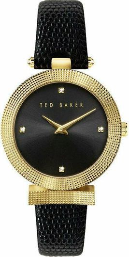 Γυναικείο Ρολόι Ted Baker Bow Crystals με Μαύρο Καντράν & Μαύρο Δερμάτινο Λουράκι