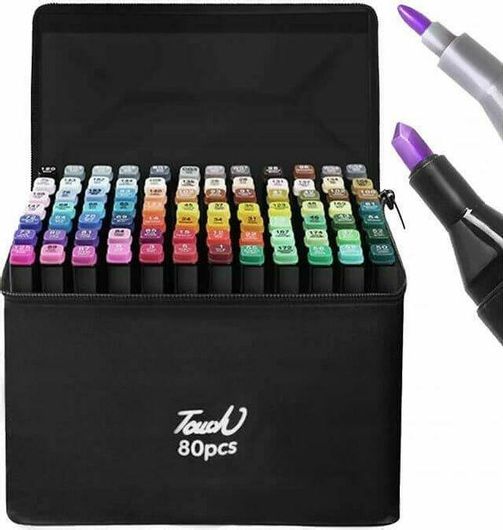 Μαρκαδόροι Ζωγραφικής Fine Double Sided Highlights με Διπλή Μύτη 80τμχ Πολύχρωμο