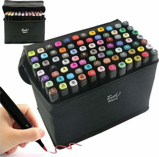 Μαρκαδόροι Ζωγραφικής Επαγγελματικοί με Διπλή Μύτη Board & Fine 80τμχ Πολύχρωμο