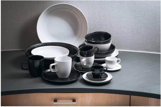 Φλιτζάνι Τσαγιού Stoneware Mielo με Πιατάκι Λευκό 200 ml