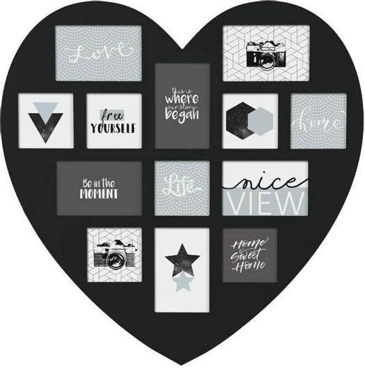 Κορνίζα Atmosphera Ξύλινη σε Σχήμα Καρδιά 13 Θέσεων 59x61cm