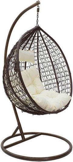 Κούνια Κήπου Zafer Pakoworld Κρεμαστή Μεταλλική Καφέ / Μαξιλάρι Μπεζ 106x103x200cm