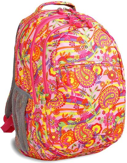 Σχολική Τσάντα Γυμνασίου / Λυκείου JWorld Cornelia Pink Paisley Πλάτης Πολύχρωμο