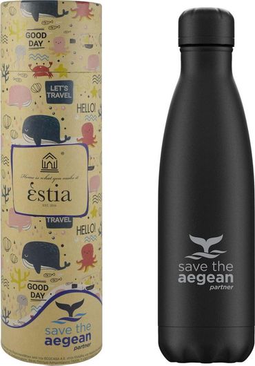 Μπουκάλι Θερμός Estia Travel Flask Save The Aegean 0.5lt Black Matte