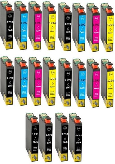 Συμβατά Μελάνια για Epson T1291 4 Πλήρες Σετ & 4 Μαύρα 20τμχ